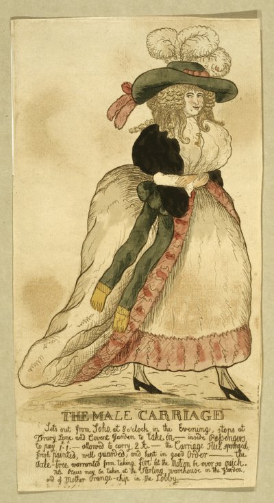 The Male Carriage, pub. N. Moore, London, 25th March, 1787 (hand coloured engraving) by English School